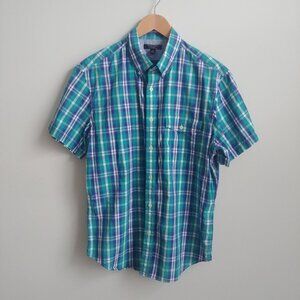 Banana Republic Men's Large short sleeve plaid button down shirt Large cotton